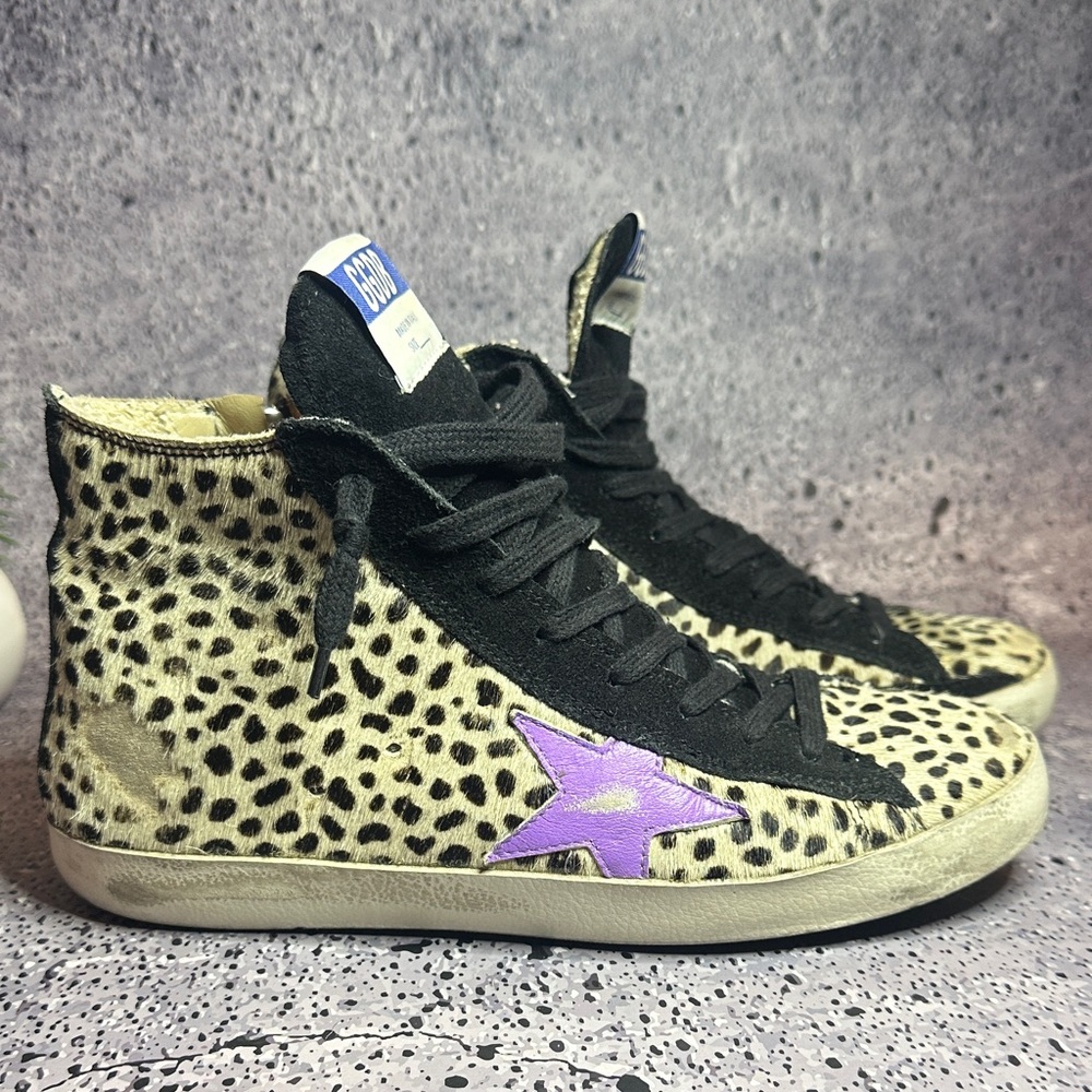Golden Goose Leopard Sneakers with Purple Accent - Picture 15 of 16